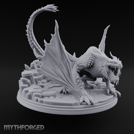 Jaws Wide Roaring White Dragon Miniature for Dungeons and Dragons, Pathfinder or other TTRPGs