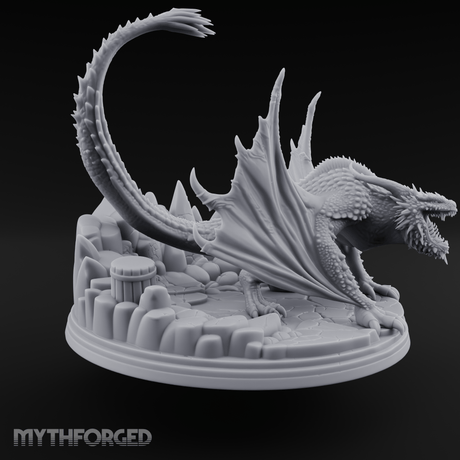 Jaws Wide Roaring White Dragon Miniature for Dungeons and Dragons, Pathfinder or other TTRPGs