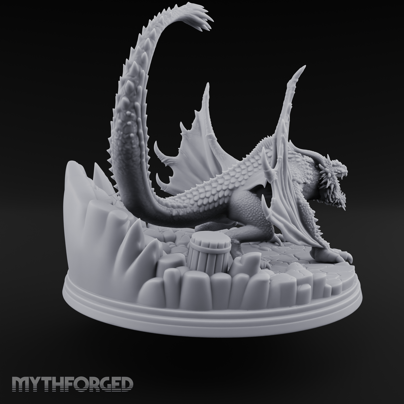 Jaws Wide Roaring White Dragon Miniature for Dungeons and Dragons, Pathfinder or other TTRPGs