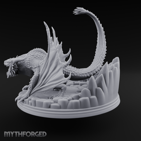 Jaws Wide Roaring White Dragon Miniature for Dungeons and Dragons, Pathfinder or other TTRPGs