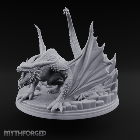 Jaws Wide Roaring White Dragon Miniature for Dungeons and Dragons, Pathfinder or other TTRPGs