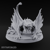 Jaws Wide Roaring White Dragon Miniature for Dungeons and Dragons, Pathfinder or other TTRPGs