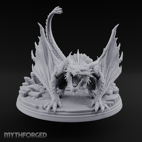 Jaws Wide Roaring White Dragon Miniature for Dungeons and Dragons, Pathfinder or other TTRPGs