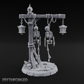 Skeleton-Hung Lantern-Chained Gibbet Post Miniature for Dungeons and Dragons, Pathfinder or other TTRPGs