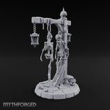 Skeleton-Hung Lantern-Chained Gibbet Post Miniature for Dungeons and Dragons, Pathfinder or other TTRPGs