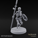 Shield And Spear Standing Skeleton Warrior Miniature for Dungeons and Dragons, Pathfinder or other TTRPGs