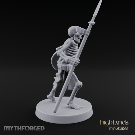Shield And Spear Standing Skeleton Warrior Miniature for Dungeons and Dragons, Pathfinder or other TTRPGs