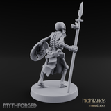 Shield And Spear Standing Skeleton Warrior Miniature for Dungeons and Dragons, Pathfinder or other TTRPGs