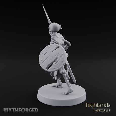 Shield And Spear Standing Skeleton Warrior Miniature for Dungeons and Dragons, Pathfinder or other TTRPGs