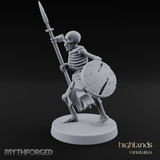 Shield And Spear Standing Skeleton Warrior Miniature for Dungeons and Dragons, Pathfinder or other TTRPGs