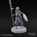 Shield And Spear Standing Skeleton Warrior Miniature for Dungeons and Dragons, Pathfinder or other TTRPGs