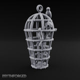 Skeleton-Trapped Crow-Perched Iron Gibbet Cage Miniature for Dungeons and Dragons, Pathfinder or other TTRPGs