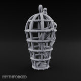 Skeleton-Trapped Crow-Perched Iron Gibbet Cage Miniature for Dungeons and Dragons, Pathfinder or other TTRPGs