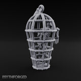 Skeleton-Trapped Crow-Perched Iron Gibbet Cage Miniature for Dungeons and Dragons, Pathfinder or other TTRPGs