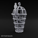 Skeleton-Trapped Crow-Perched Iron Gibbet Cage Miniature for Dungeons and Dragons, Pathfinder or other TTRPGs