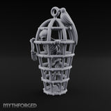 Skeleton-Trapped Crow-Perched Iron Gibbet Cage Miniature for Dungeons and Dragons, Pathfinder or other TTRPGs