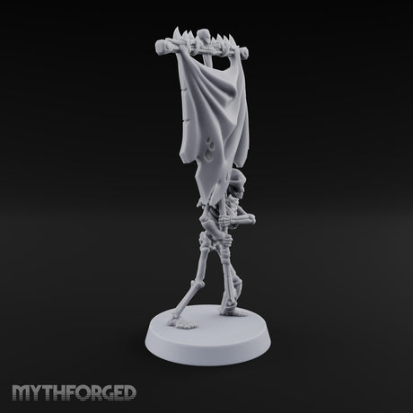 Long Dead, Still Enlisted Skeleton Warriors with Spears, Swords, Shields and Banner — A