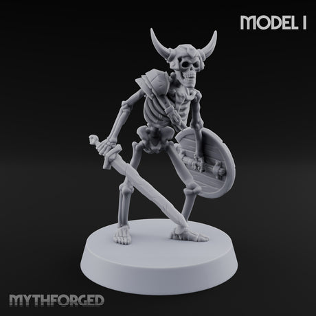Long Dead, Still Enlisted Skeleton Warriors with Spears, Swords, Shields and Banner — I