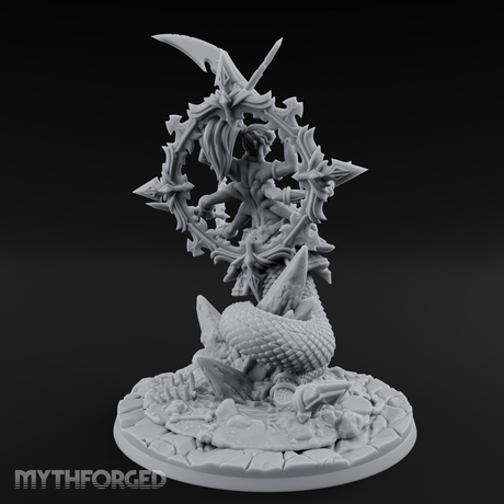 Blades Crossed Deadly Marilith Warrior Miniature for Dungeons and Dragons, Pathfinder or other TTRPGs