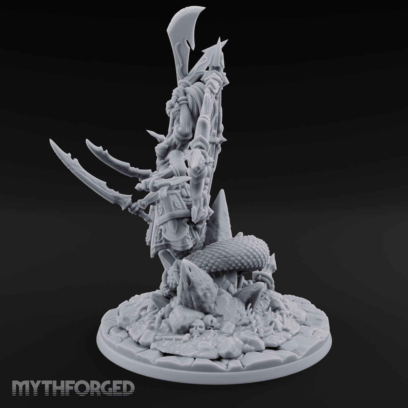 Blades Crossed Deadly Marilith Warrior Miniature for Dungeons and Dragons, Pathfinder or other TTRPGs