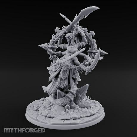 Blades Crossed Deadly Marilith Warrior Miniature for Dungeons and Dragons, Pathfinder or other TTRPGs