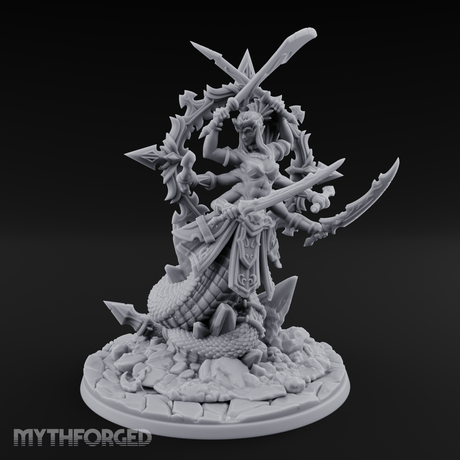 Blades Crossed Deadly Marilith Warrior Miniature for Dungeons and Dragons, Pathfinder or other TTRPGs
