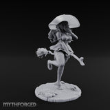 Skipping Along Giggling Tiefling Witch Miniature for Dungeons and Dragons, Pathfinder or other TTRPGs