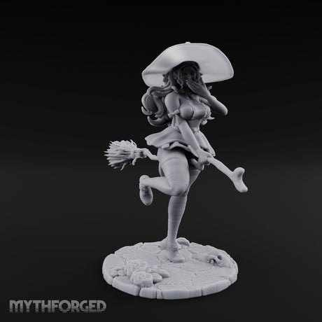 Skipping Along Giggling Tiefling Witch Miniature for Dungeons and Dragons, Pathfinder or other TTRPGs