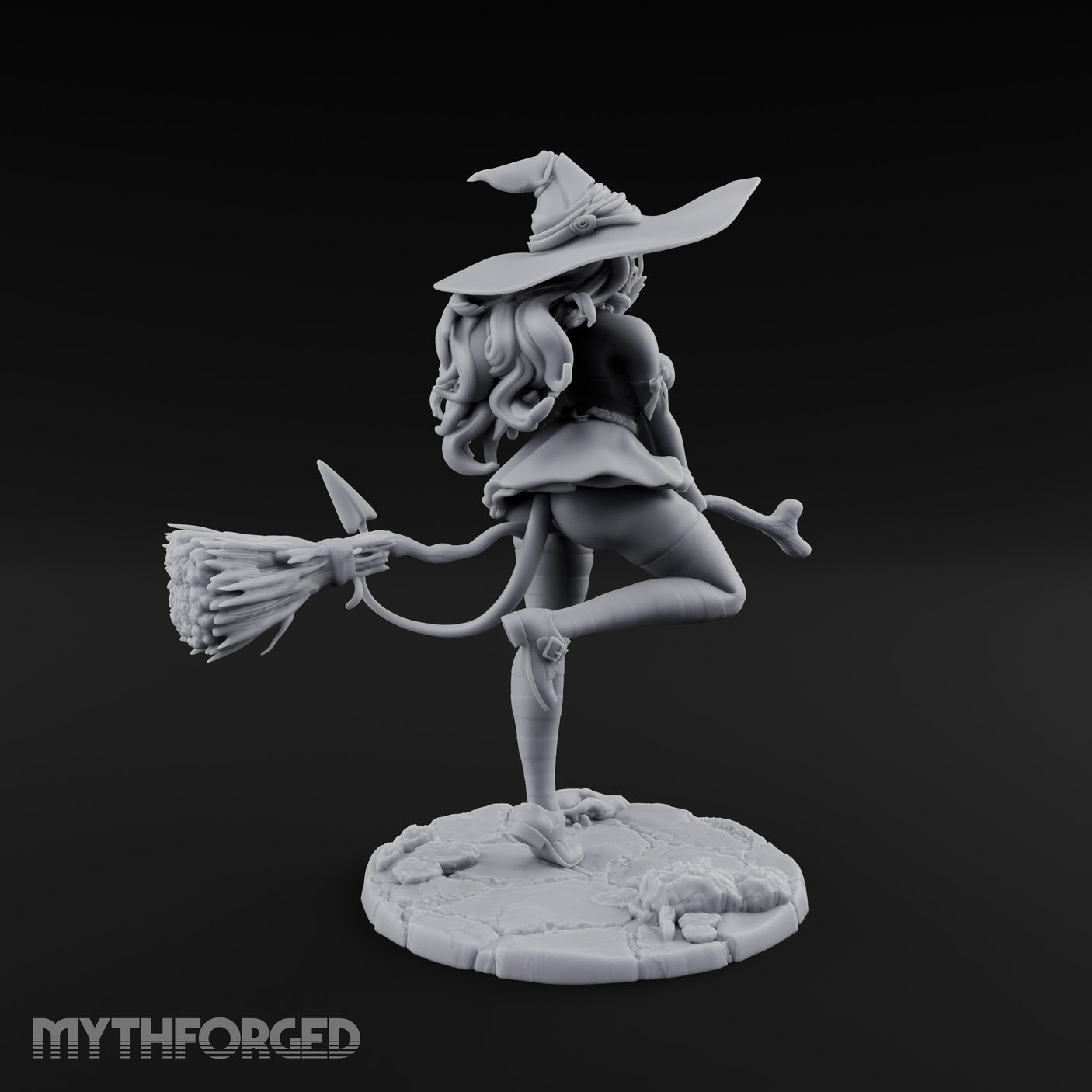 Skipping Along Giggling Tiefling Witch Miniature for Dungeons and Dragons, Pathfinder or other TTRPGs