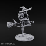 Skipping Along Giggling Tiefling Witch Miniature for Dungeons and Dragons, Pathfinder or other TTRPGs