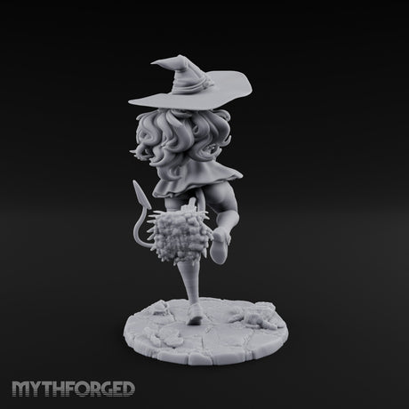 Skipping Along Giggling Tiefling Witch Miniature for Dungeons and Dragons, Pathfinder or other TTRPGs