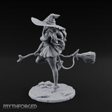Skipping Along Giggling Tiefling Witch Miniature for Dungeons and Dragons, Pathfinder or other TTRPGs