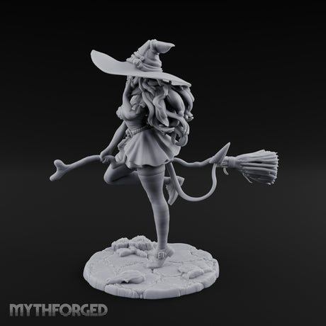 Skipping Along Giggling Tiefling Witch Miniature for Dungeons and Dragons, Pathfinder or other TTRPGs