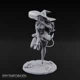 Skipping Along Giggling Tiefling Witch Miniature for Dungeons and Dragons, Pathfinder or other TTRPGs