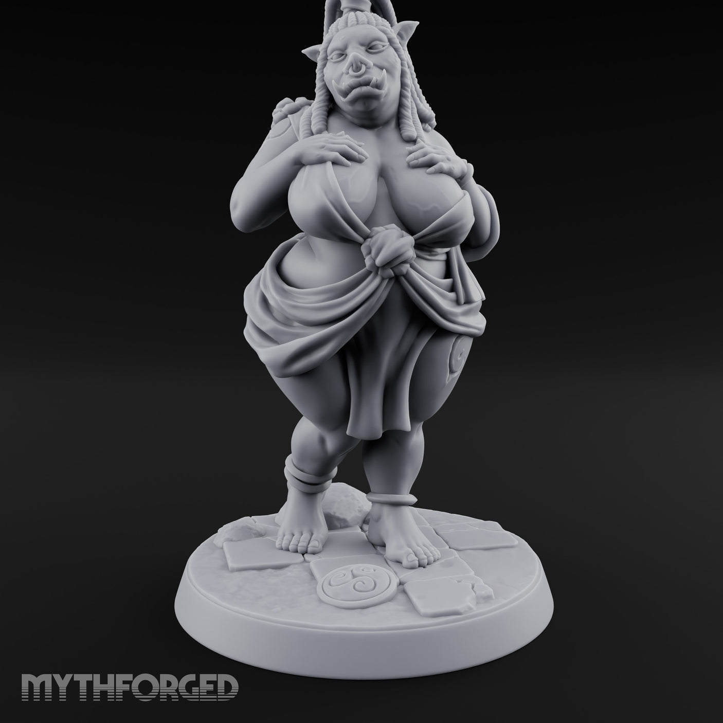 Skirt Lifting Orc Tavern Wench Miniature for Dungeons and Dragons, Pathfinder or other TTRPGs