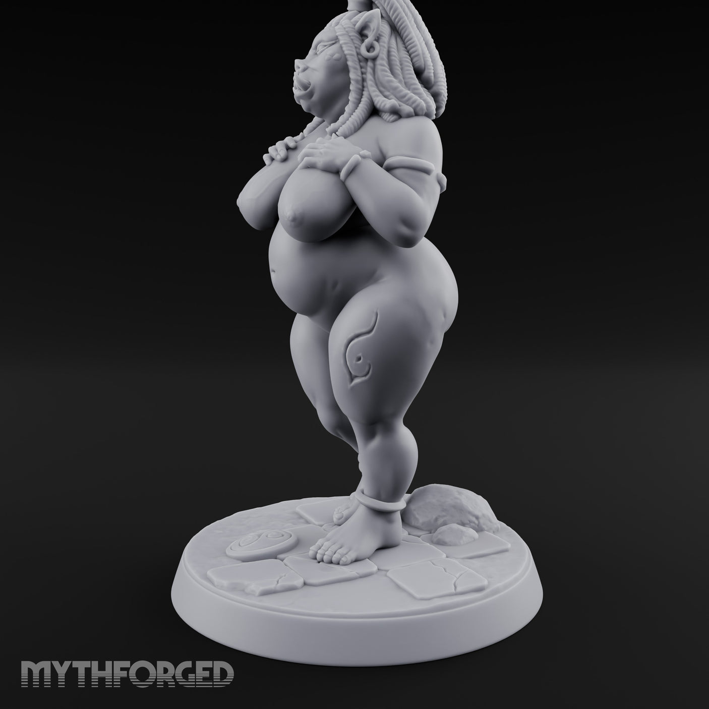 Skirt Lifting Orc Tavern Wench Miniature for Dungeons and Dragons, Pathfinder or other TTRPGs