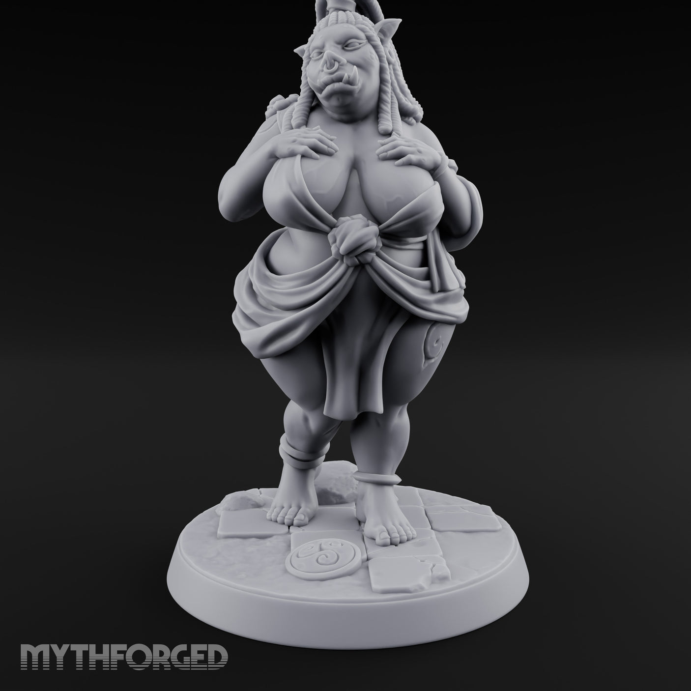 Skirt Lifting Orc Tavern Wench Miniature for Dungeons and Dragons, Pathfinder or other TTRPGs