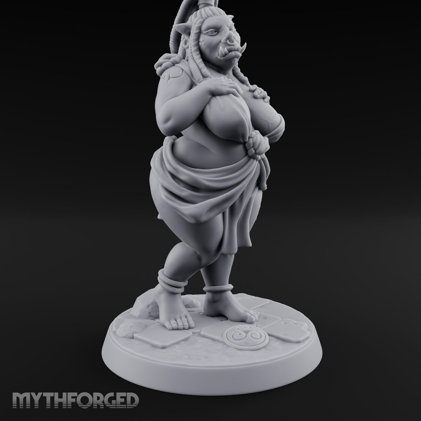 Skirt Lifting Orc Tavern Wench Miniature for Dungeons and Dragons, Pathfinder or other TTRPGs