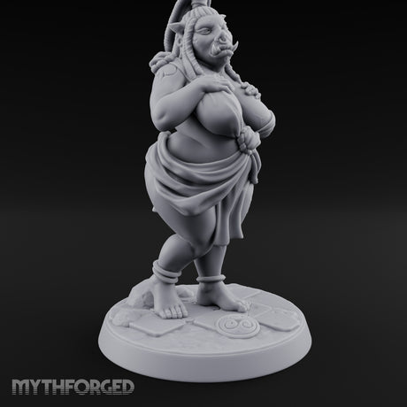 Skirt Lifting Orc Tavern Wench Miniature for Dungeons and Dragons, Pathfinder or other TTRPGs