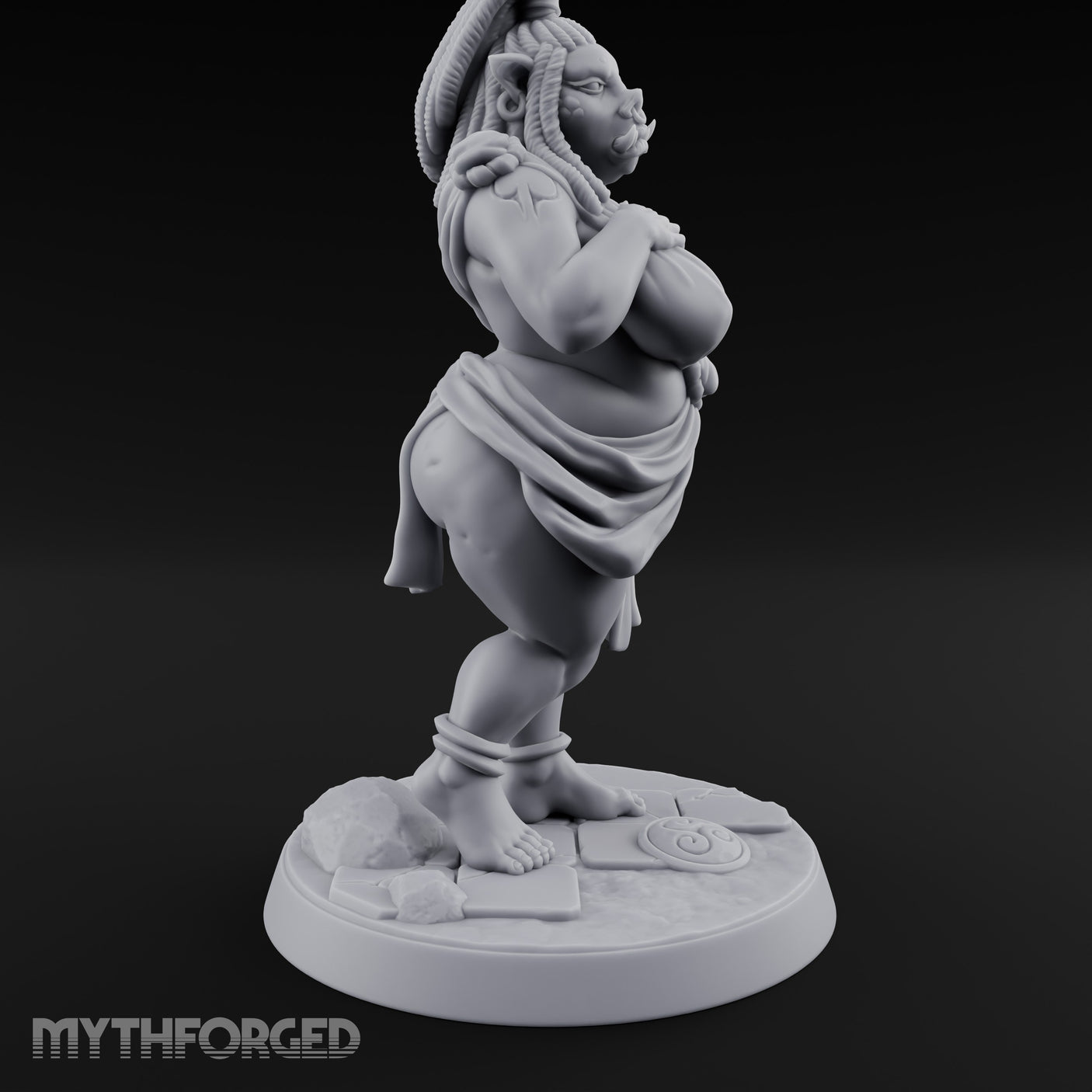Skirt Lifting Orc Tavern Wench Miniature for Dungeons and Dragons, Pathfinder or other TTRPGs