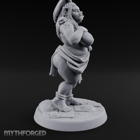Skirt Lifting Orc Tavern Wench Miniature for Dungeons and Dragons, Pathfinder or other TTRPGs