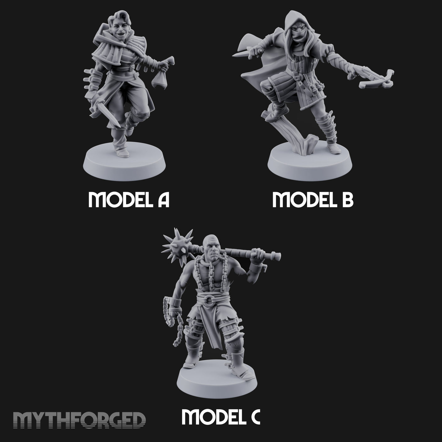 Skulking About Human Thieves Miniature for Dungeons and Dragons, Pathfinder or other TTRPGs