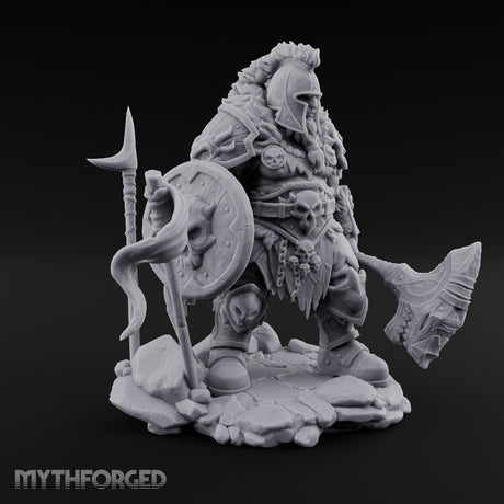 Skull Adorned Banner Bearing Orc Warlord Miniature for Dungeons and Dragons, Pathfinder or other TTRPGs