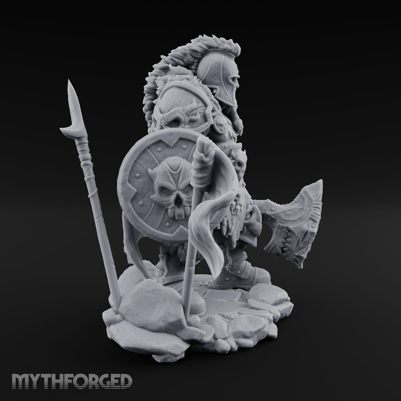 Skull Adorned Banner Bearing Orc Warlord Miniature for Dungeons and Dragons, Pathfinder or other TTRPGs