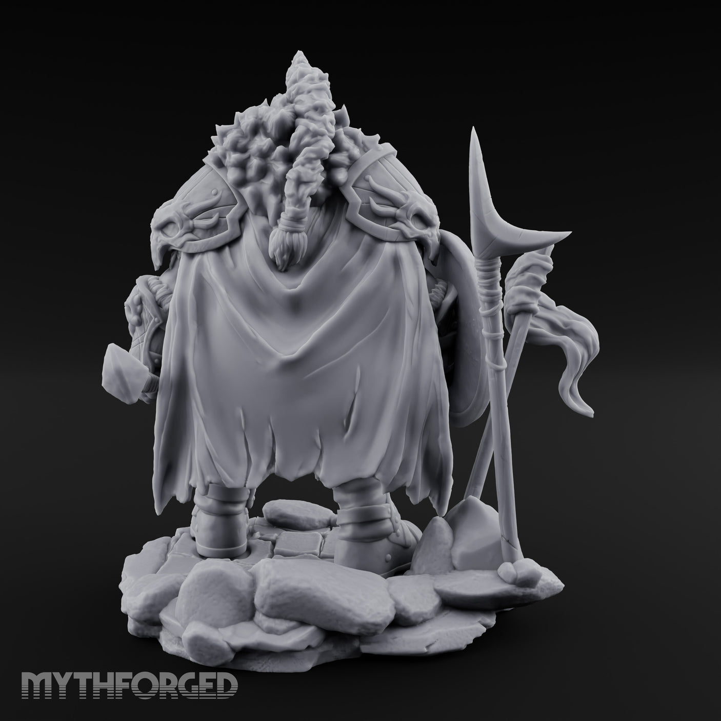 Skull Adorned Banner Bearing Orc Warlord Miniature for Dungeons and Dragons, Pathfinder or other TTRPGs