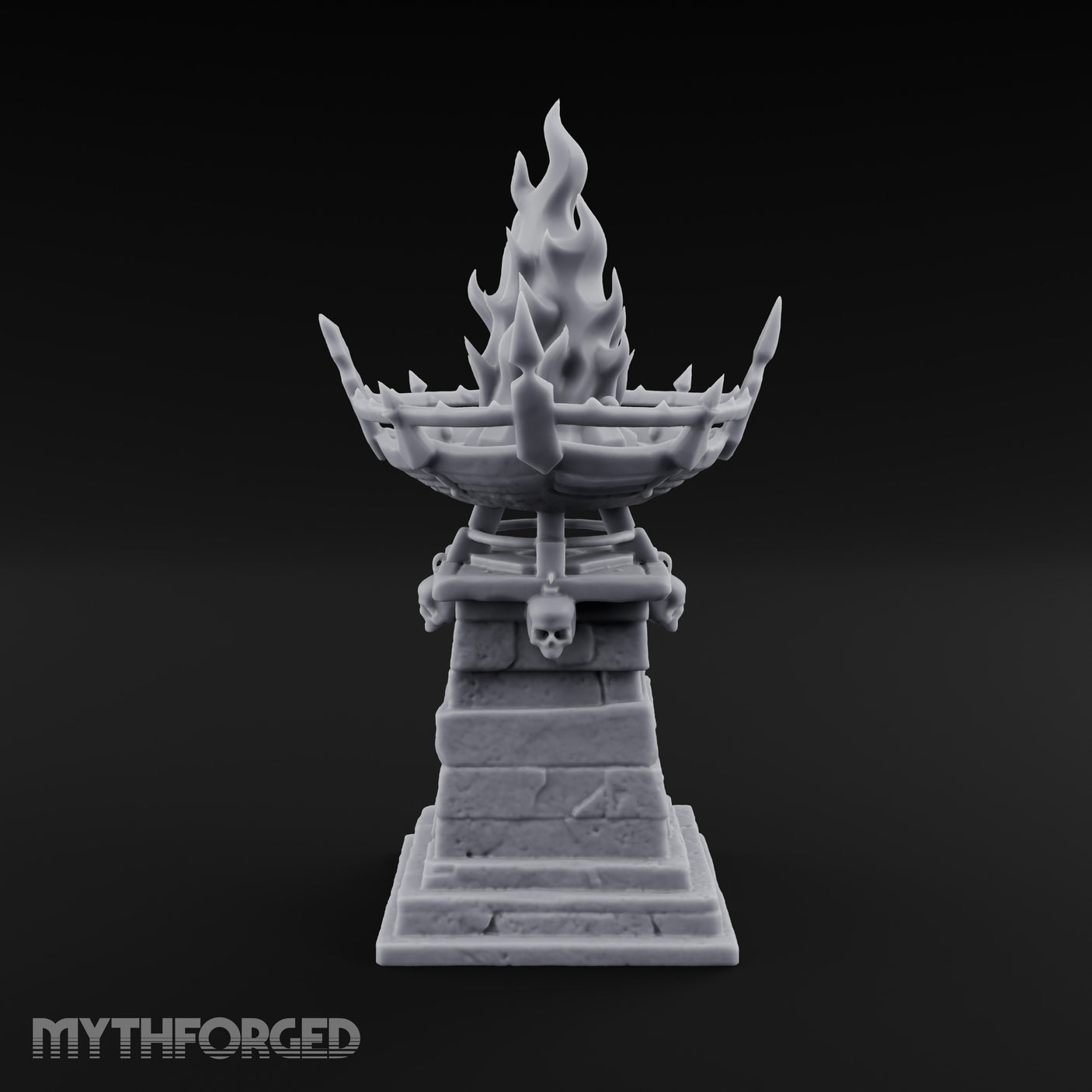 Skull-Adorned Inferno-Crowned Necromantic Brazier Miniature for Dungeons and Dragons, Pathfinder or other TTRPGs