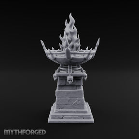 Skull-Adorned Inferno-Crowned Necromantic Brazier Miniature for Dungeons and Dragons, Pathfinder or other TTRPGs