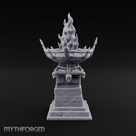 Skull-Adorned Inferno-Crowned Necromantic Brazier Miniature for Dungeons and Dragons, Pathfinder or other TTRPGs