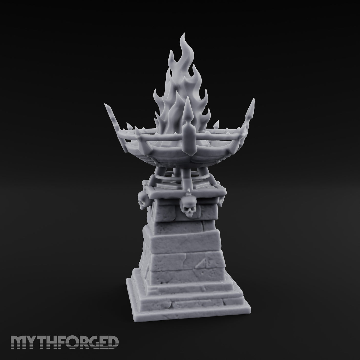 Skull-Adorned Inferno-Crowned Necromantic Brazier Miniature for Dungeons and Dragons, Pathfinder or other TTRPGs