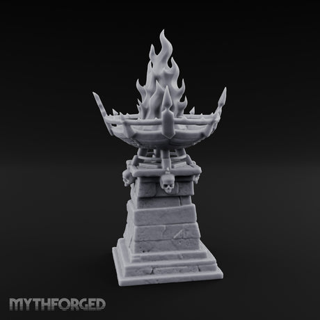 Skull-Adorned Inferno-Crowned Necromantic Brazier Miniature for Dungeons and Dragons, Pathfinder or other TTRPGs